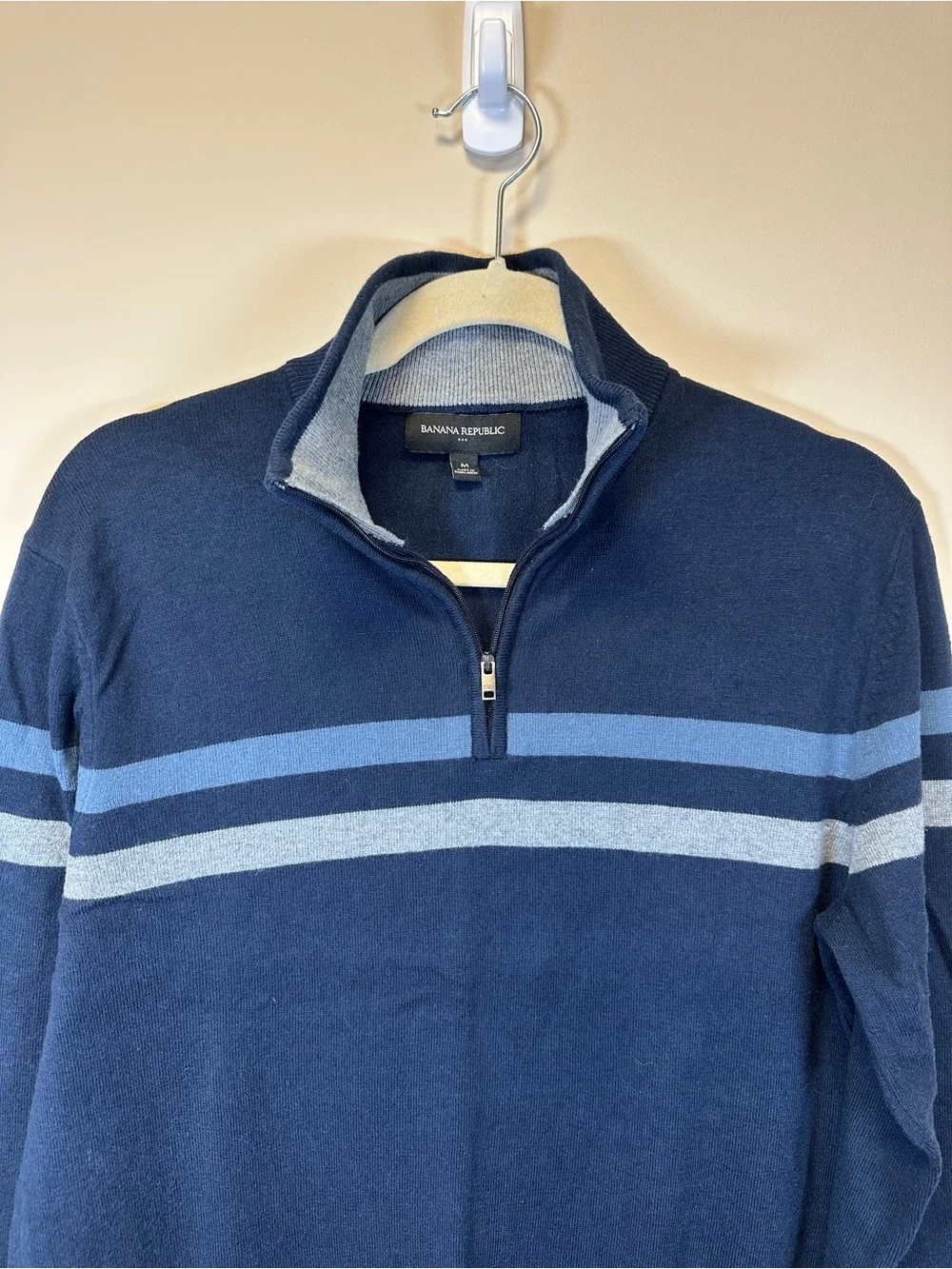 Banana Republic Men’s Medium Cotton Cashmere Silk Blend Quarter Zip Sweater